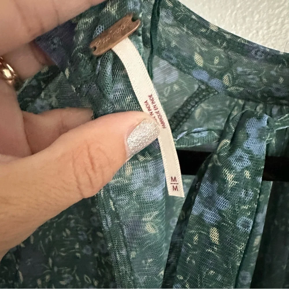 Free People Sweet Heart Top in Emerald Combo